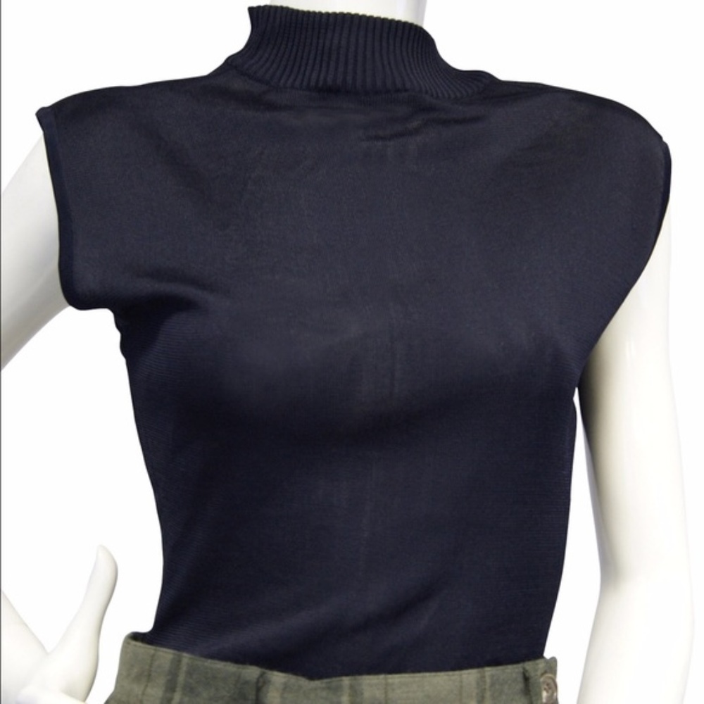 DKNY Mock Neck Navy Body Suit Full Bottom …